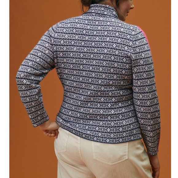Anthropologie Maeve Ski Slope Turtleneck Sweater Navy & Pink - XL Petite XLP - Picture 4 of 11